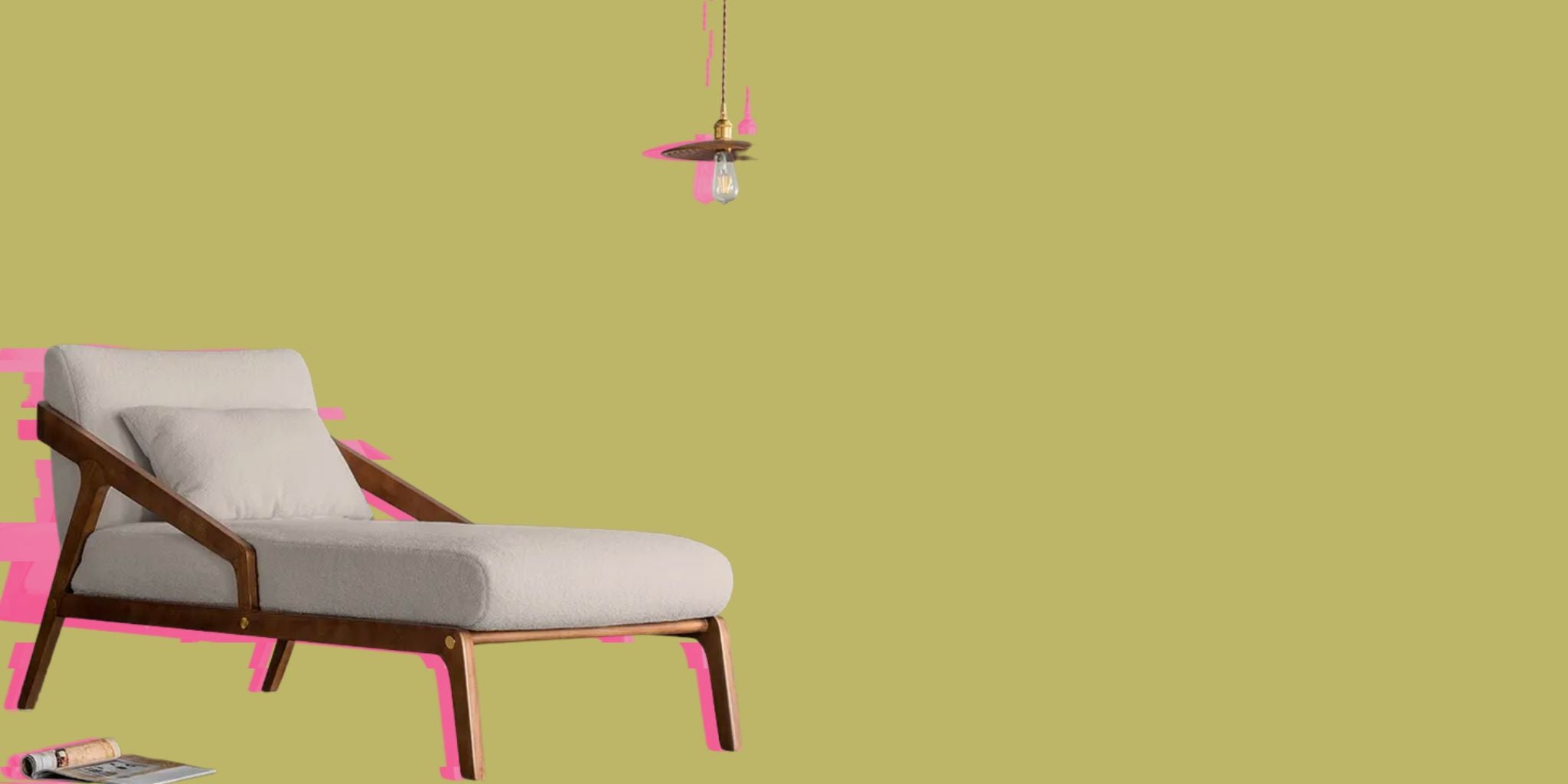 Abstract graphic of white and wood couch