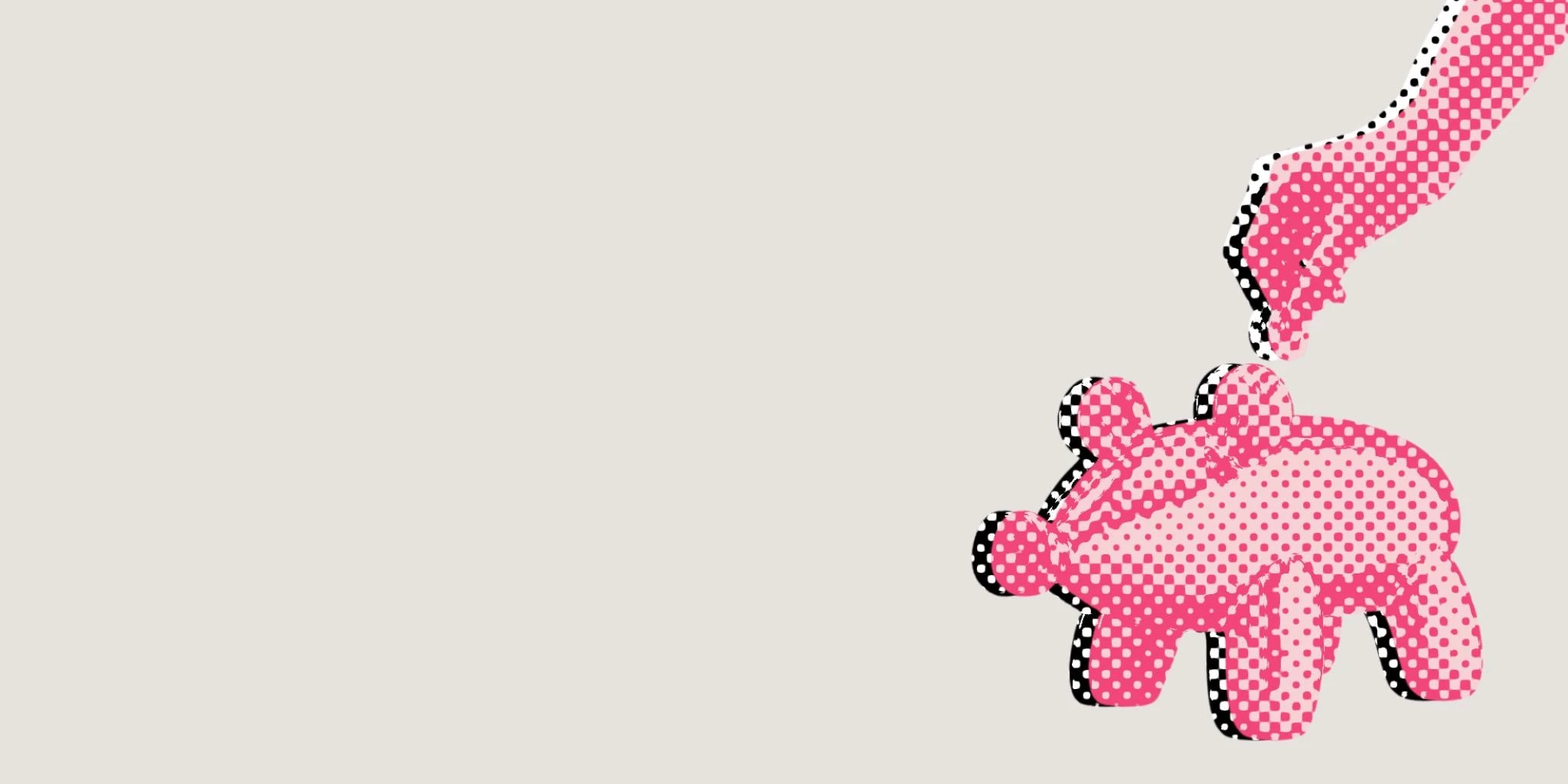 abstract graphic of chrome piggy bank 