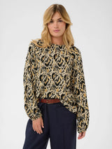 St Tropez Osina Blouse | Tannin Blurry Animal Print