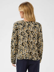 St Tropez Osina Blouse | Tannin Blurry Animal Print