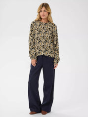 St Tropez Osina Blouse | Tannin Blurry Animal Print