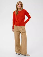 Saint Tropez Mila Slim Fit Ribbed Cardigan | Valiant Poppy