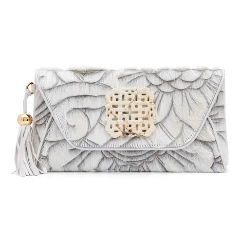 Hand Etched Envelope With Love Knot Howlite Stone | White