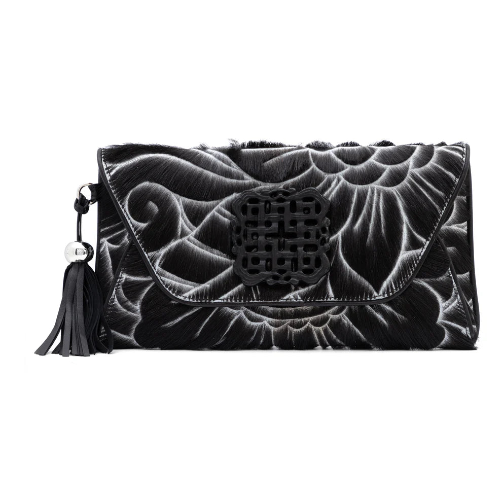 Hand Etched Envelope With Obsidian Love Knot Stone | Black