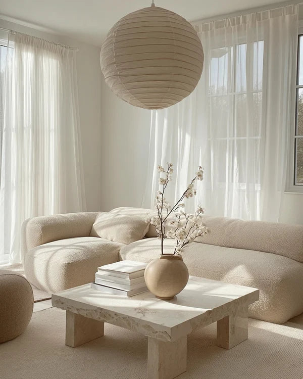 Parnell Linen Light Shades | White Round 50cm