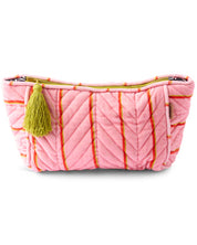 Kip & Co Wategos Soiree Stripe Velvet Toiletry Bag | Pink