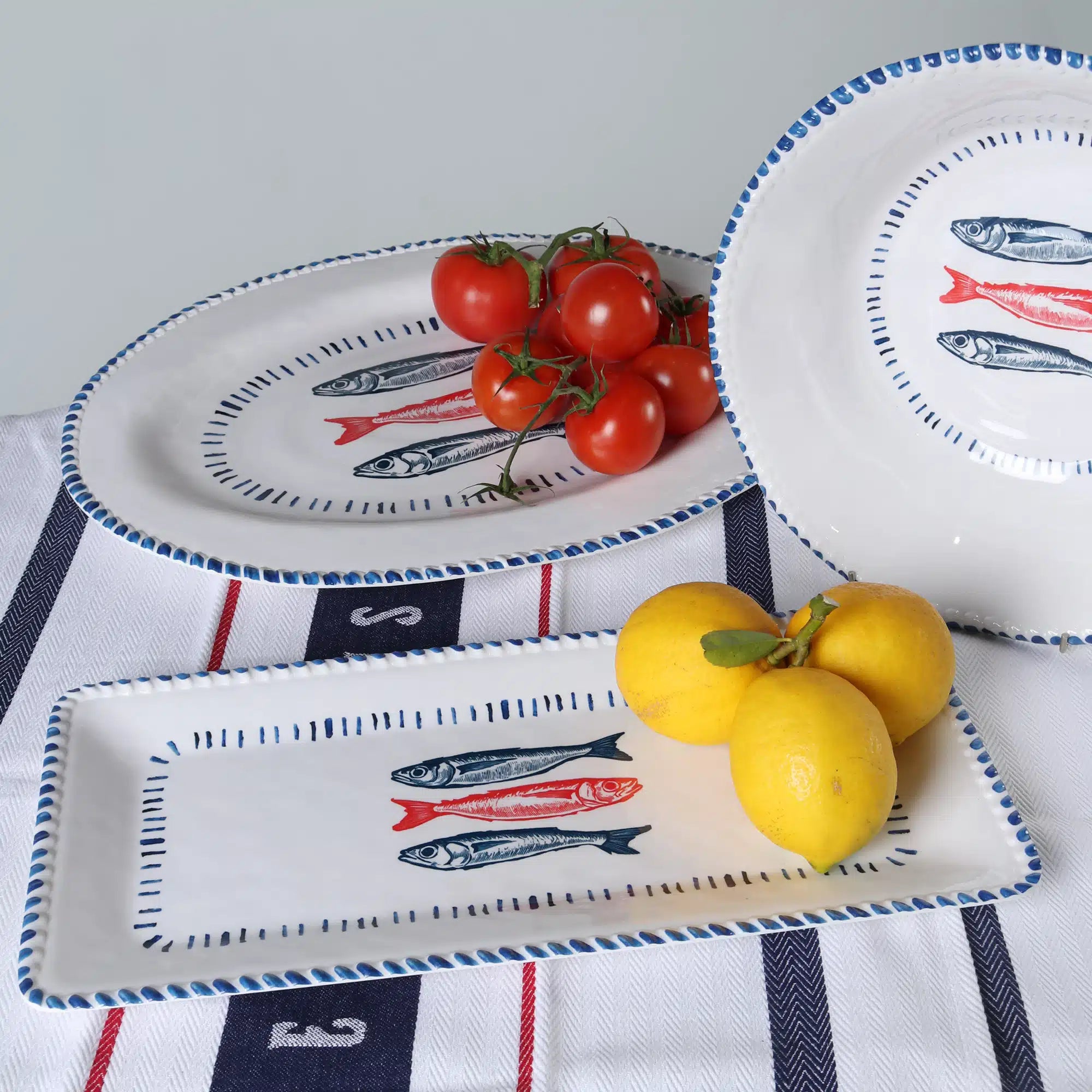 Melamine Nautical Rectangle Platter | Sardine 43cm