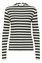 Karen By Simonsen Long Sleeve Candace Top | Black White BIG Stripe