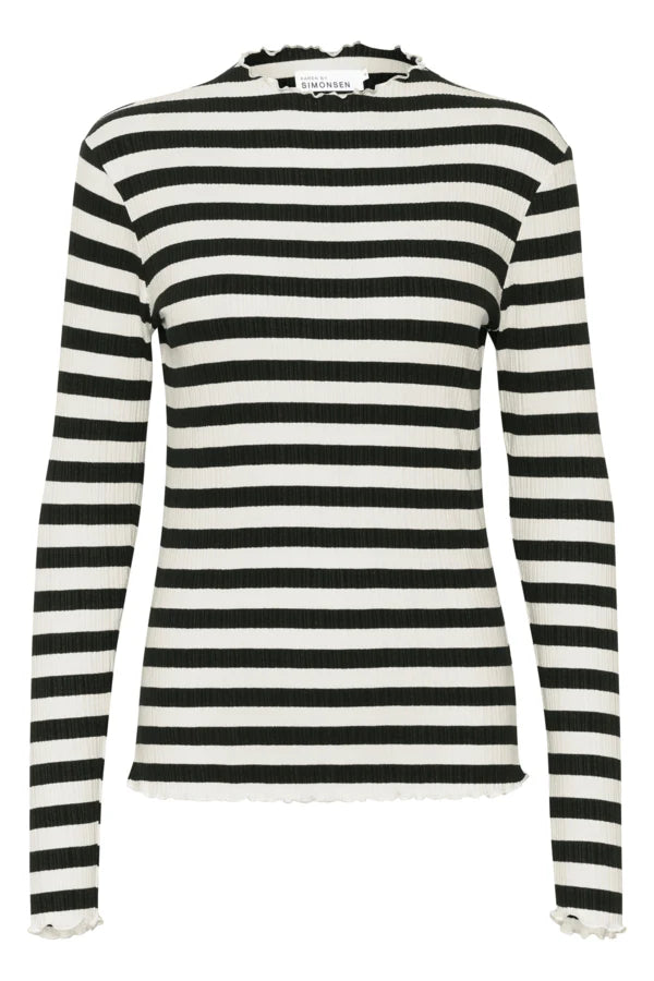 Karen By Simonsen Long Sleeve Candace Top | Black White BIG Stripe