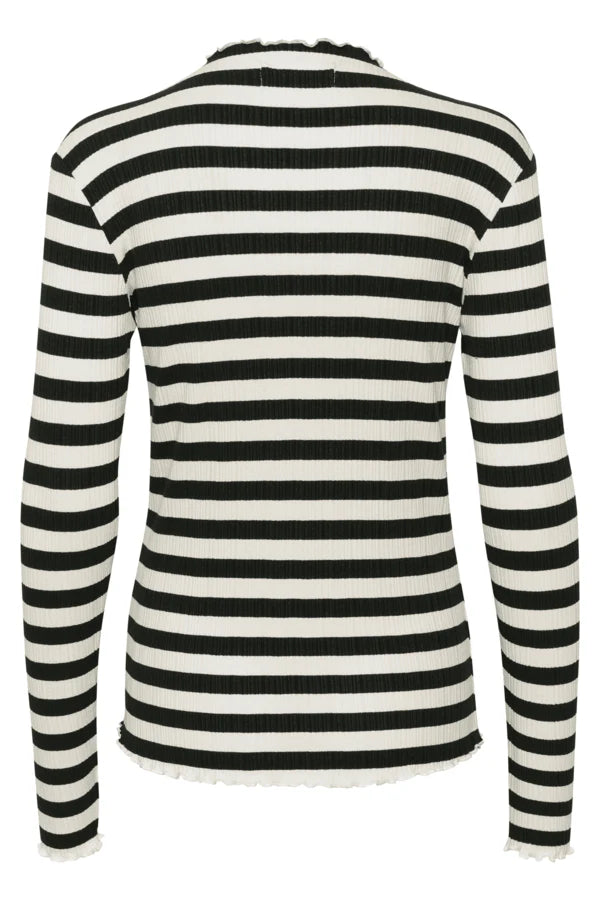 Karen By Simonsen Long Sleeve Candace Top | Black White BIG Stripe