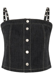 Karen By Simonsen Beverly Denim Top | Dark Grey Denim