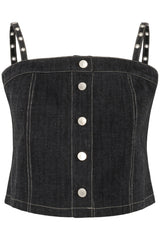 Karen By Simonsen Beverly Denim Top | Dark Grey Denim
