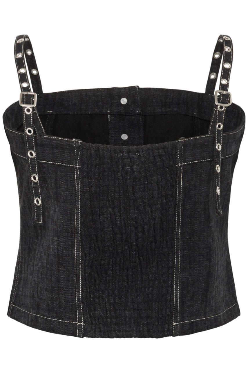 Karen By Simonsen Beverly Denim Top | Dark Grey Denim