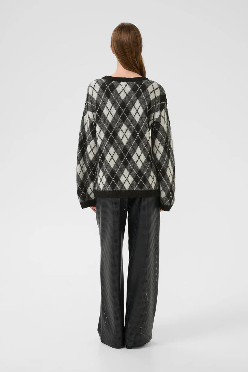 Karen By Simonsen Constantine Round Neck Sweater | Black Harlequin