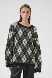 Karen By Simonsen Constantine Round Neck Sweater | Black Harlequin