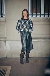 Karen By Simonsen Constantine Round Neck Sweater | Black Harlequin