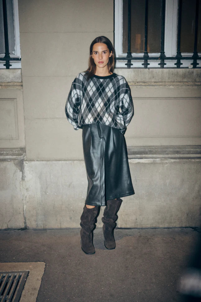 Karen By Simonsen Constantine Round Neck Sweater | Black Harlequin