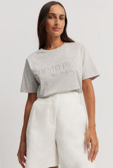 Australian Cotton Heritage Embroidered T-Shirt | Grey Marle