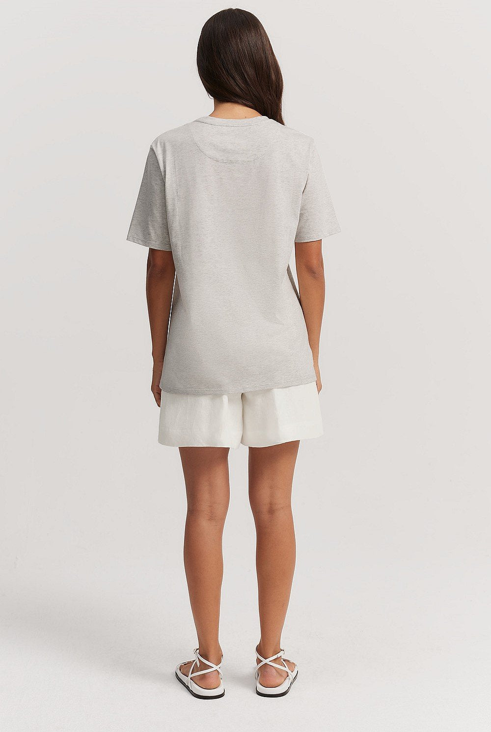 Australian Cotton Heritage Embroidered T-Shirt | Grey Marle