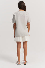 Australian Cotton Heritage Embroidered T-Shirt | Grey Marle