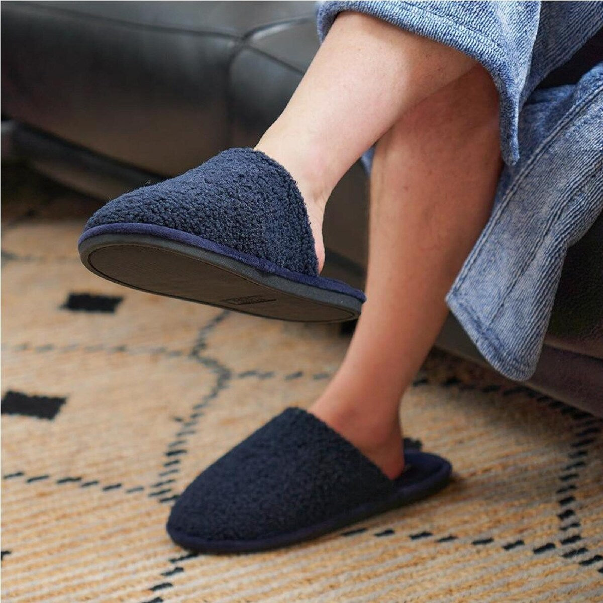 Annabel Trends MENS Cosy Slipper Navy | L/XL