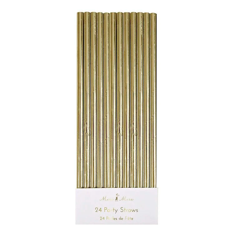 Meri Meri Gold Foil Straws | Gold 24 Pack