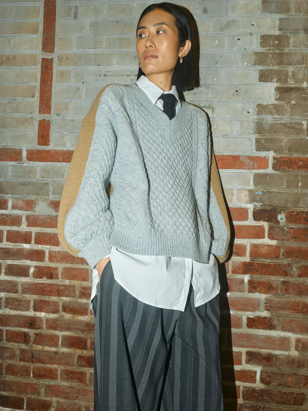 Mos Mosh Beth Ottili V-Neck Knit | Grey