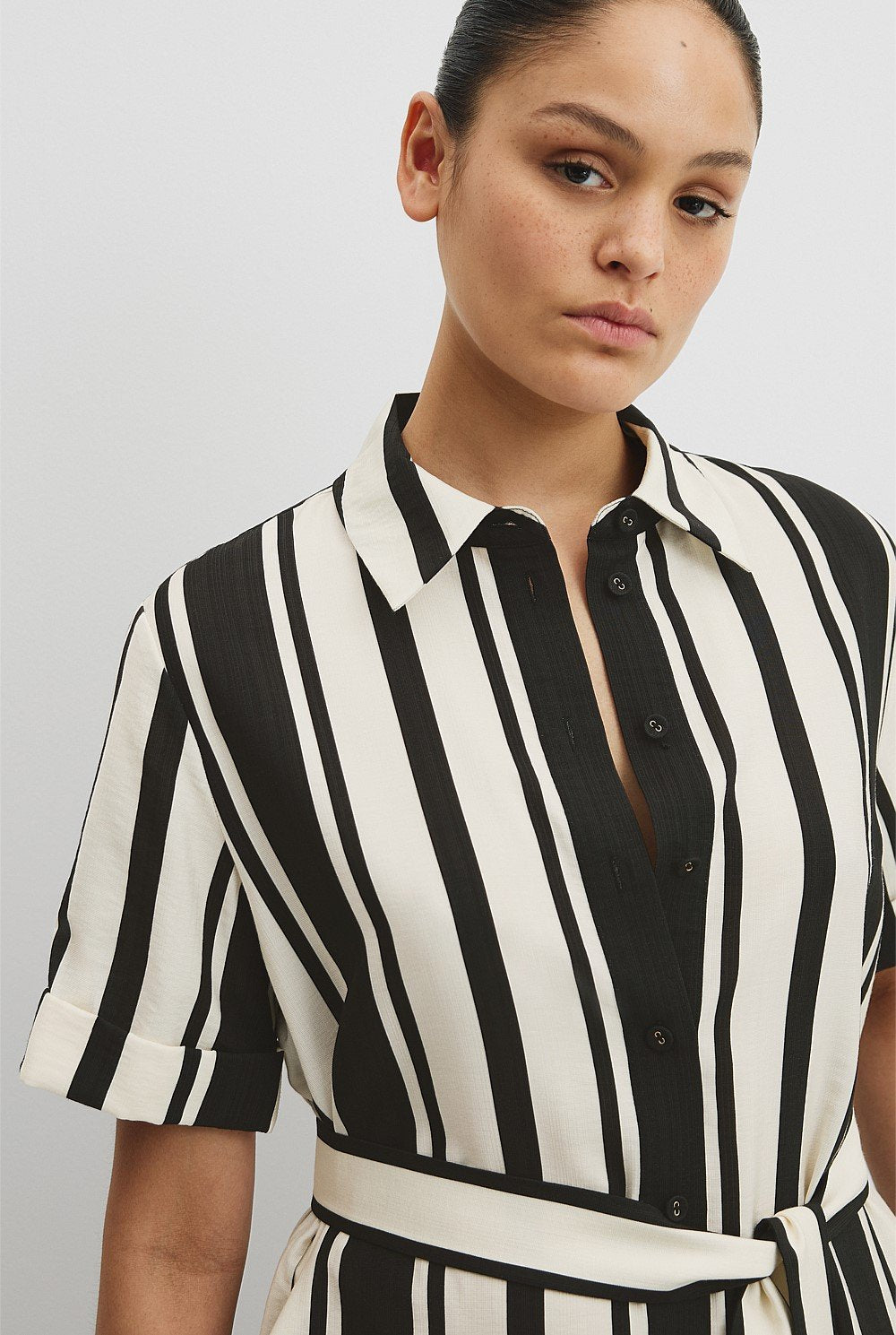 CR Stripe Midi Shirt Dress Stripe