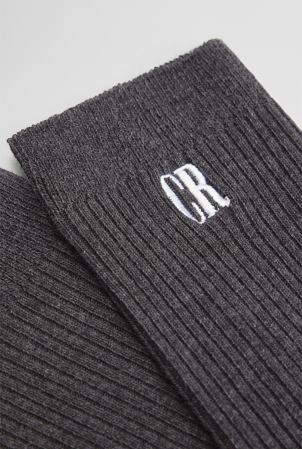 Australian Cotton Blend CR Ribbed Three Quarter Crew Sock | Charcoal Marle