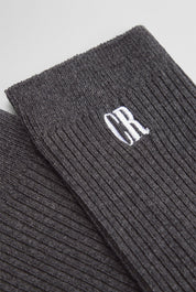 Australian Cotton Blend CR Ribbed Three Quarter Crew Sock | Charcoal Marle