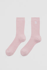 Australian Cotton Blend CR Ribbed Three Quarter Crew Sock | Floss Pink