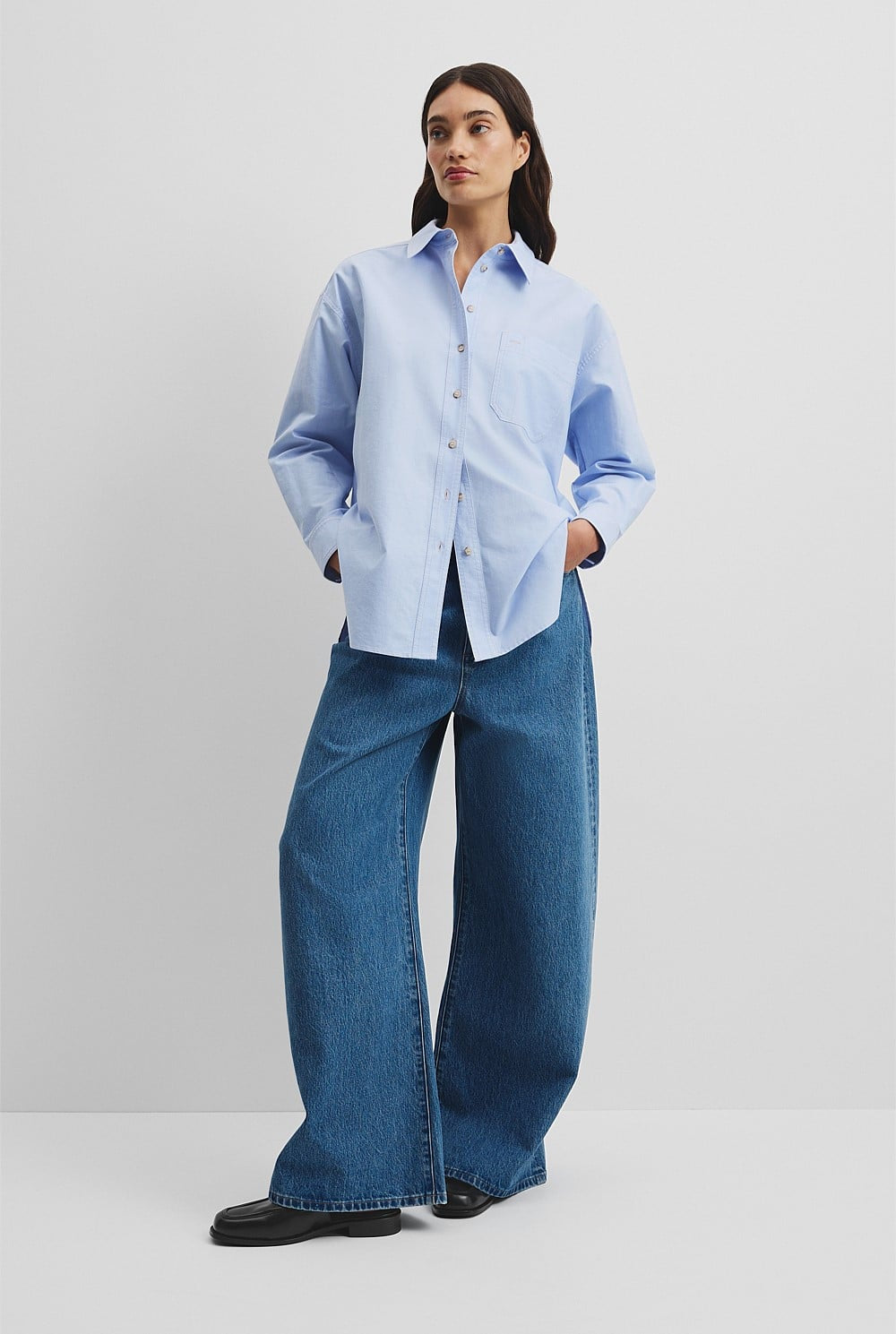 CR Oversized Oxford Shirt | Chambray