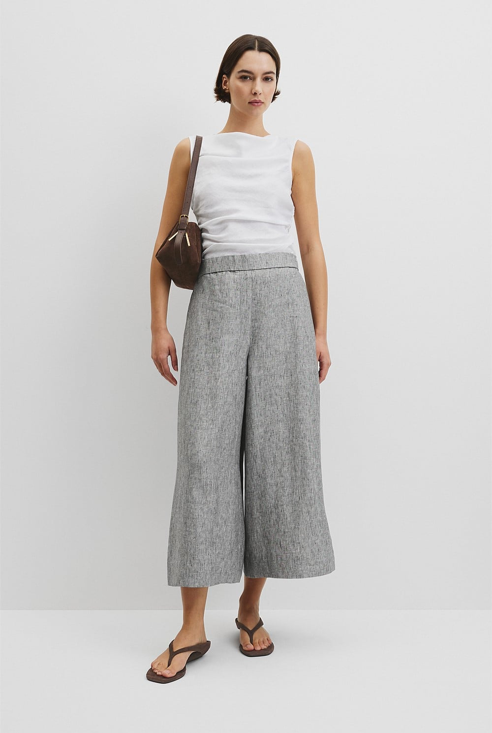 CR Linen Wide Leg Pant | Ash