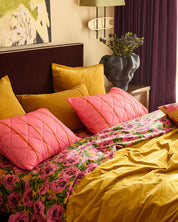 Kip & Co Golden Peony Organic Cotton Flat Sheet | Queen