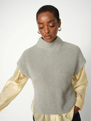 Mos Mosh Biola Bine Knit Vest | Grey Melange