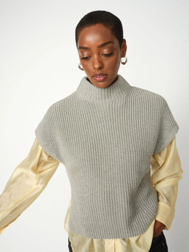 Mos Mosh Biola Bine Knit Vest | Grey Melange