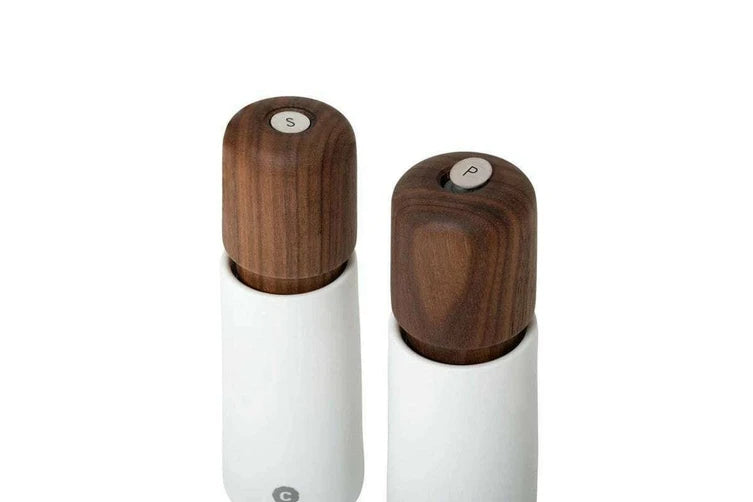 Crush Grind Stockholm Mill | White Porcelain And Walnut 17cm