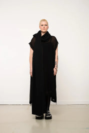 J Palm Stitch Scarf Black With Brown Blanket Stitch