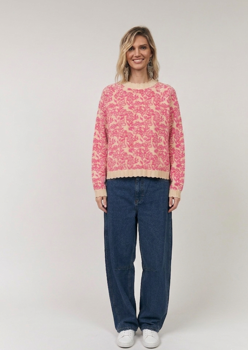 Lollys Laundry Sjo Knit Blouse | Flower Knit Neon Pink