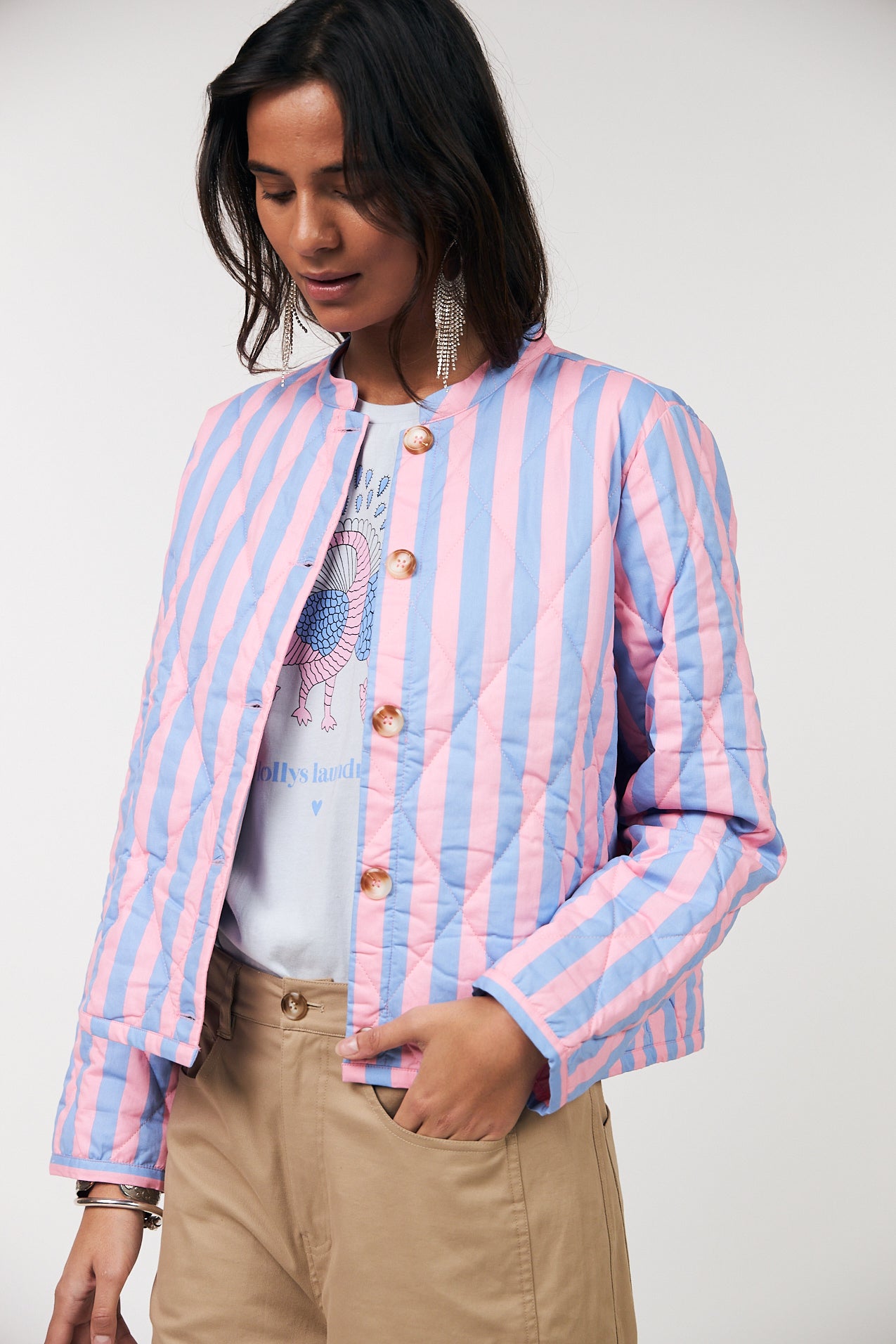 Lollys Laundry Emilia Jacket | Strip Pink Blue