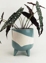 Avery Dot Planter with Legs - Teal