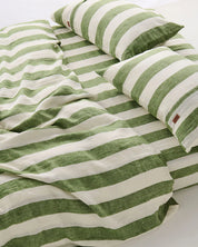 Kip & Co Stripe Linen Fitted Sheet | Moss King