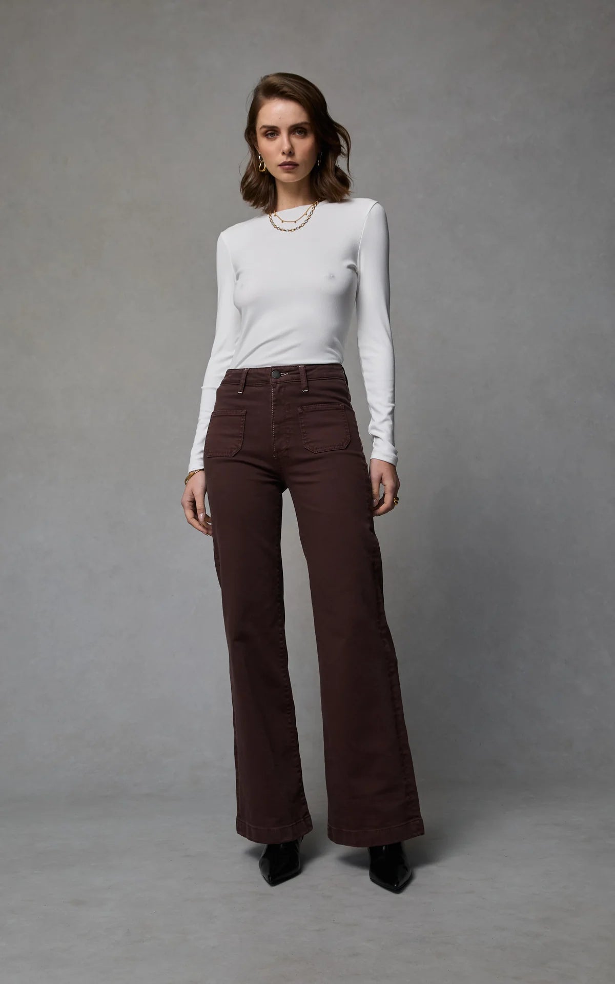 Dricoper Indy High Rise Wide Leg Jeans | French Roast