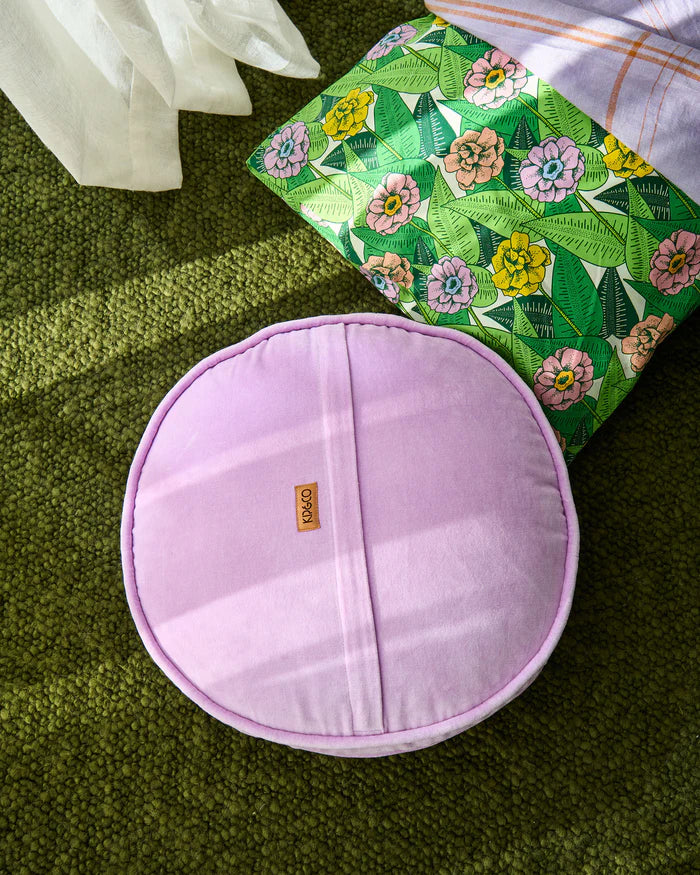 Kip & Co Velvet Pea Cushion | Lilac