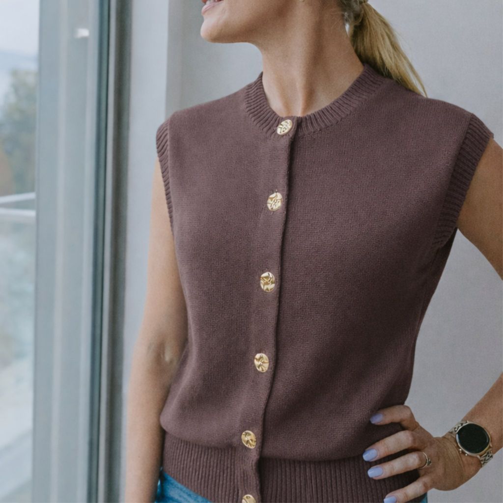 Moke Chloe Knit Vest | Cocoa Powder