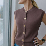 Moke Chloe Knit Vest | Cocoa Powder