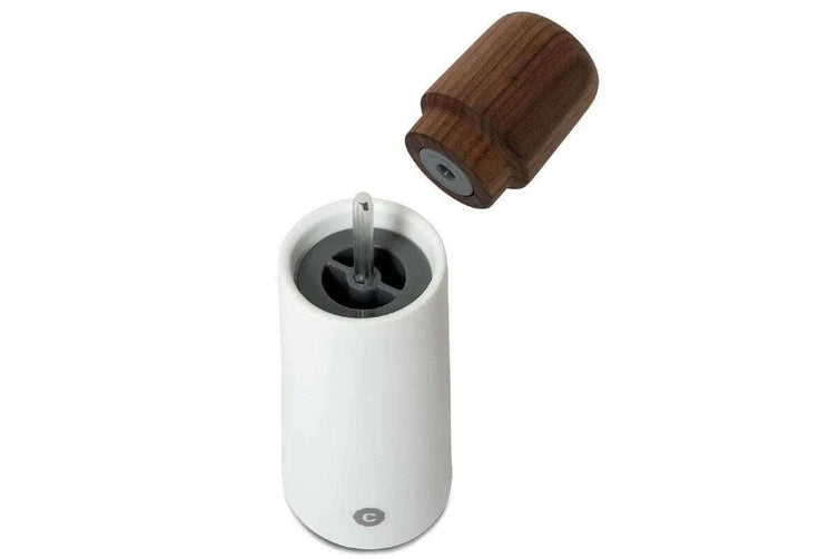 Crush Grind Stockholm Mill | White Porcelain And Walnut 17cm