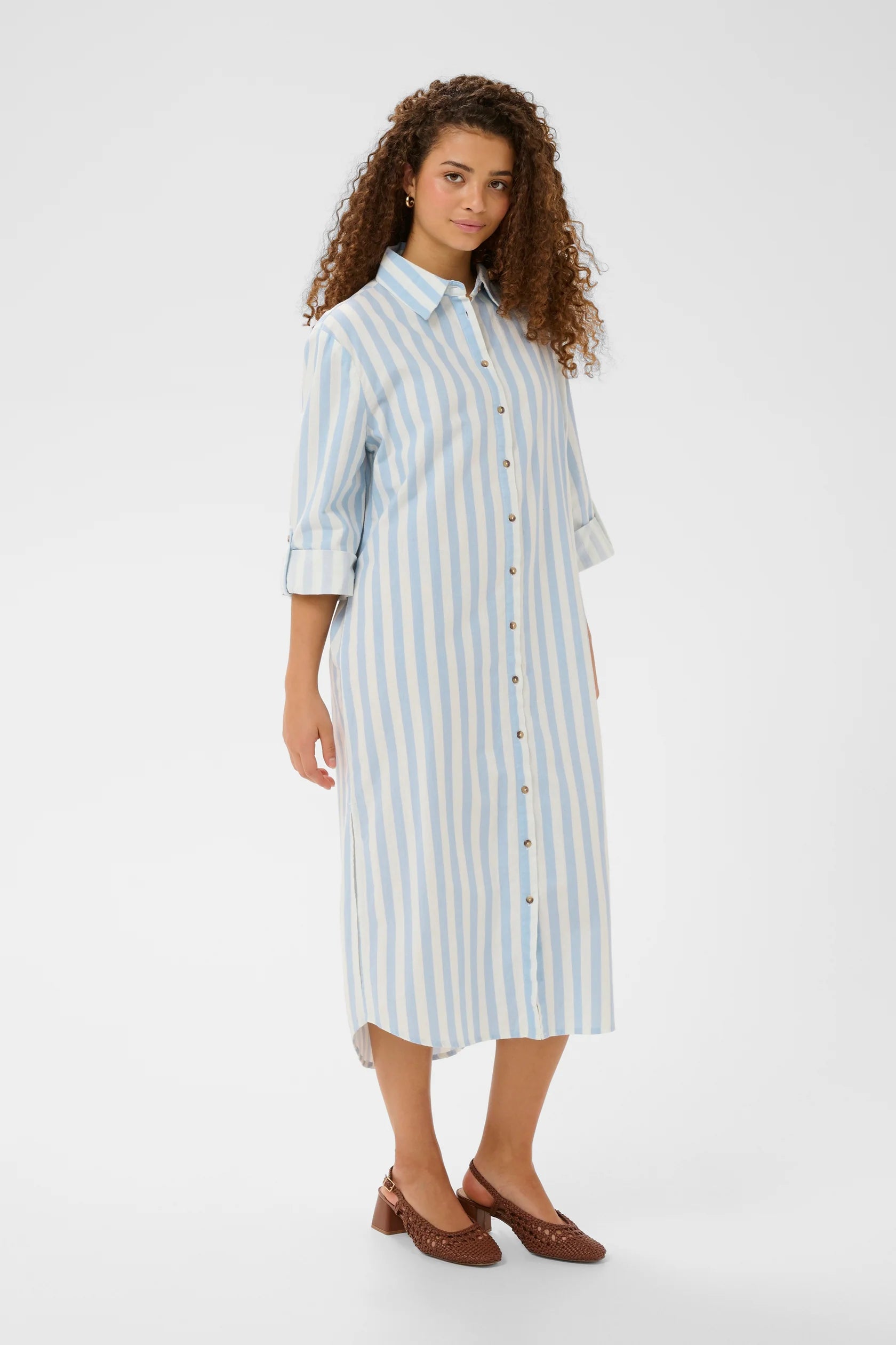 St Tropez Zalinda Shirt Dress | Skyway Ice Stripe