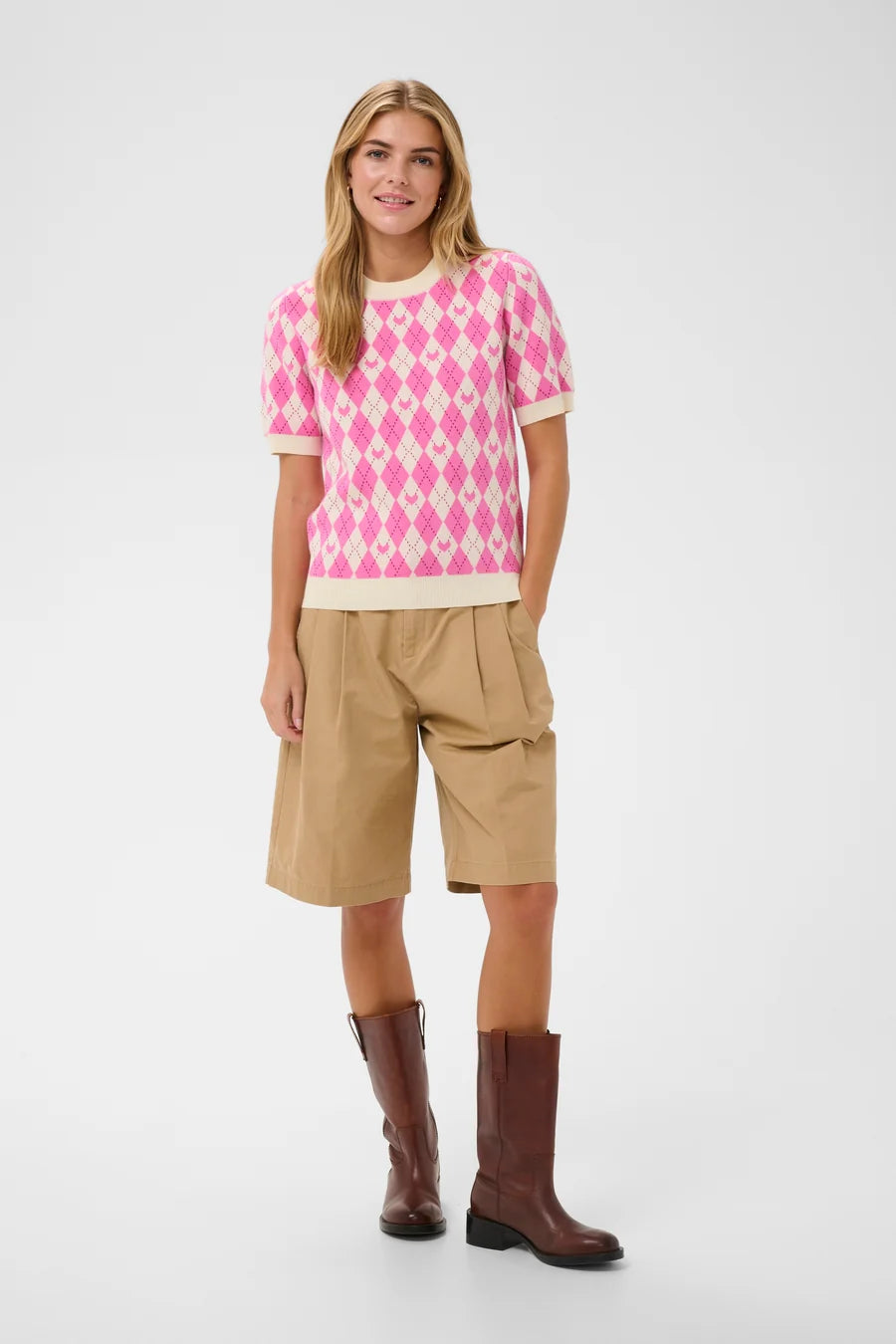 Saint Tropez Pamilla Top | Pink Argyle Hearts