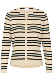 St Tropez Pila Cardigan | Brown Rice Ether Stripe